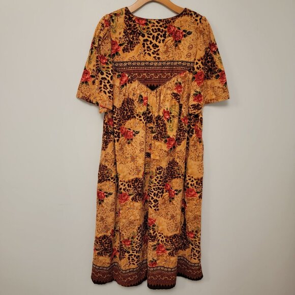 Barbizon Nightgown Vintage 100% Cotton Long‎ Animal Floral Print Size Medium EUC - Picture 2 of 8